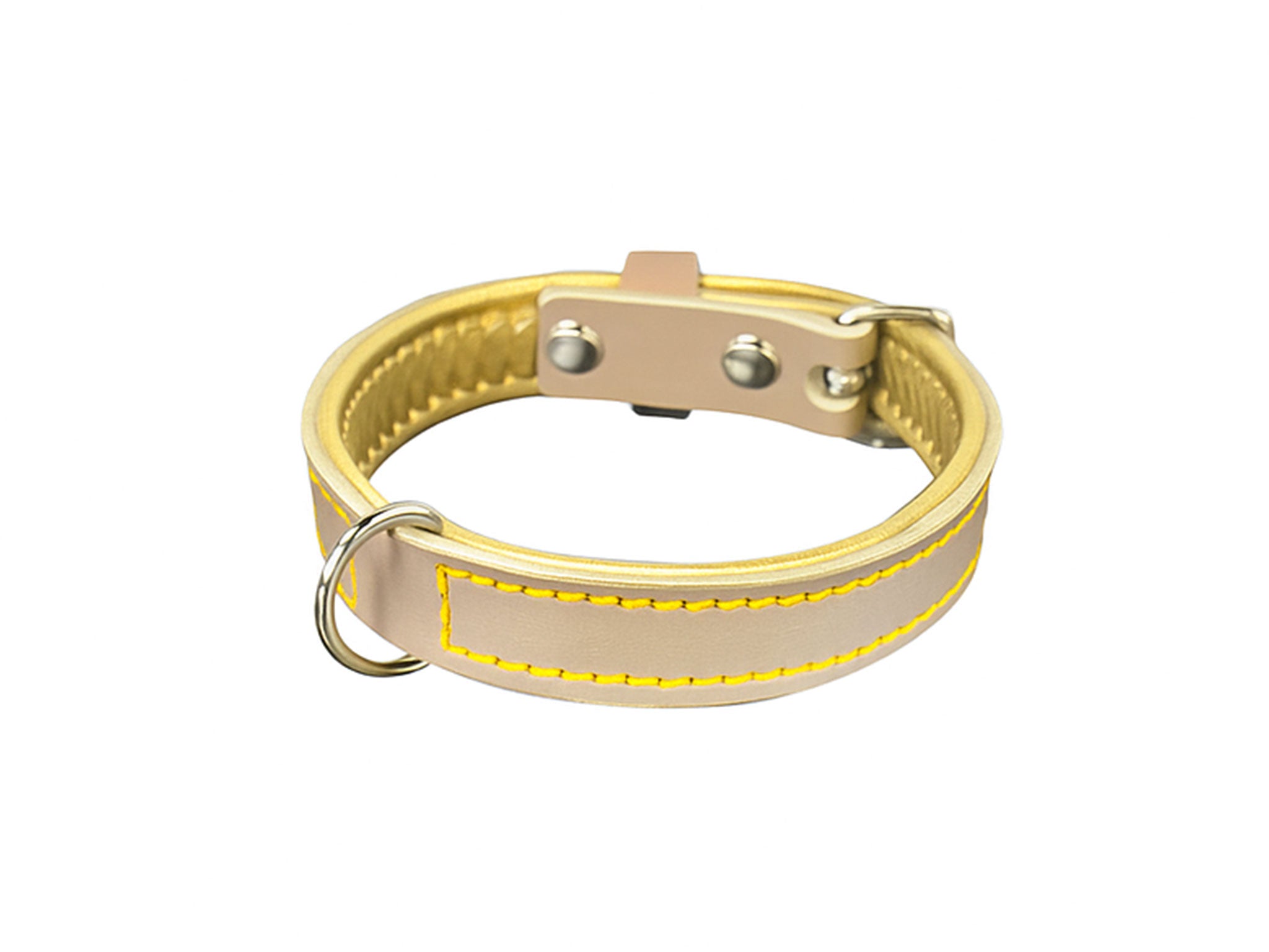 Collare per Cani in Pelle Tortora e Oro