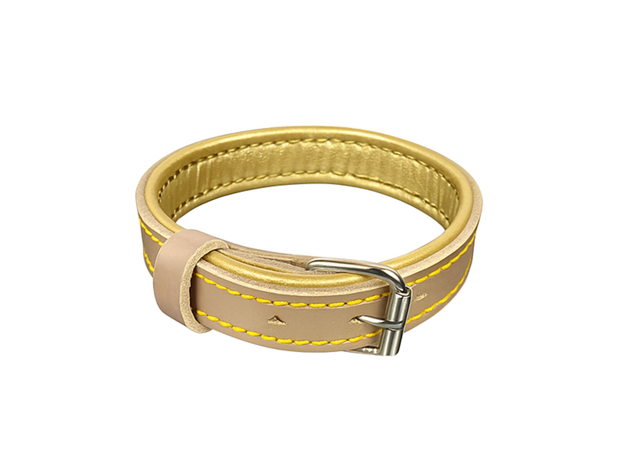 Collare per Cani in Pelle Tortora e Oro