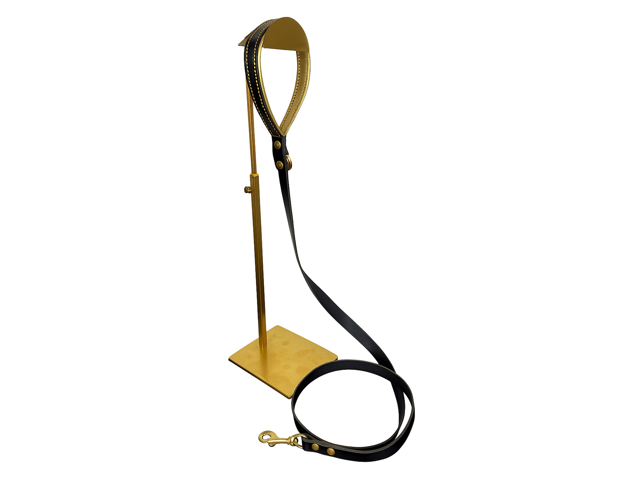 Guinzaglio per Cani in Pelle Color Nero con Manico Imbottito