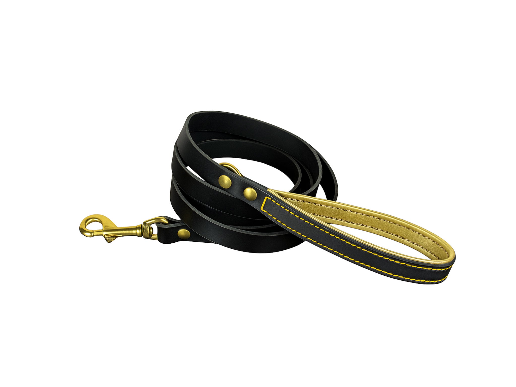 Guinzaglio per Cani in Pelle Color Nero con Manico Imbottito