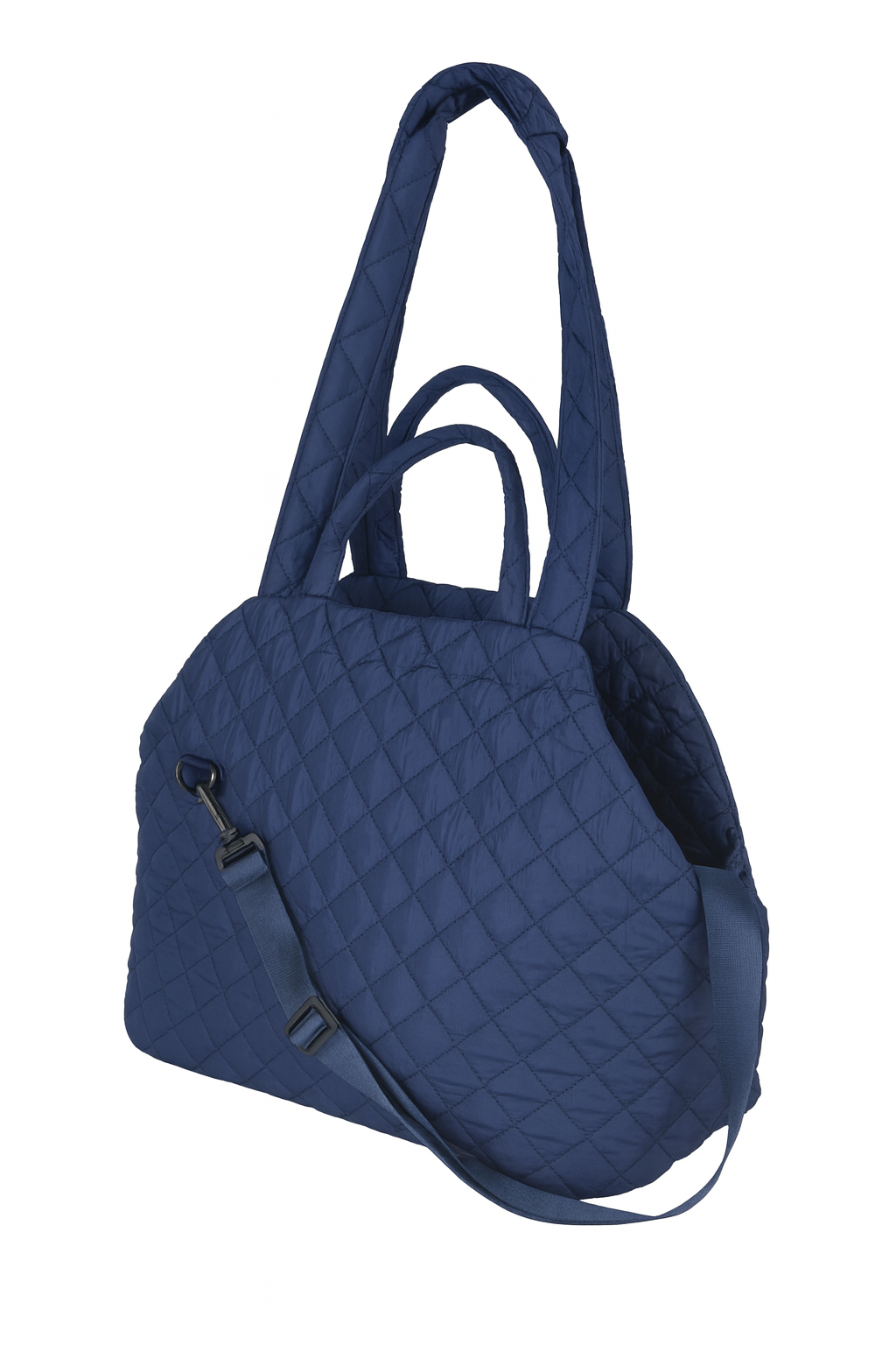 Borsa Trasportino per Cani in Tessuto Trapuntato Blu con Interno Morbido in Peluche