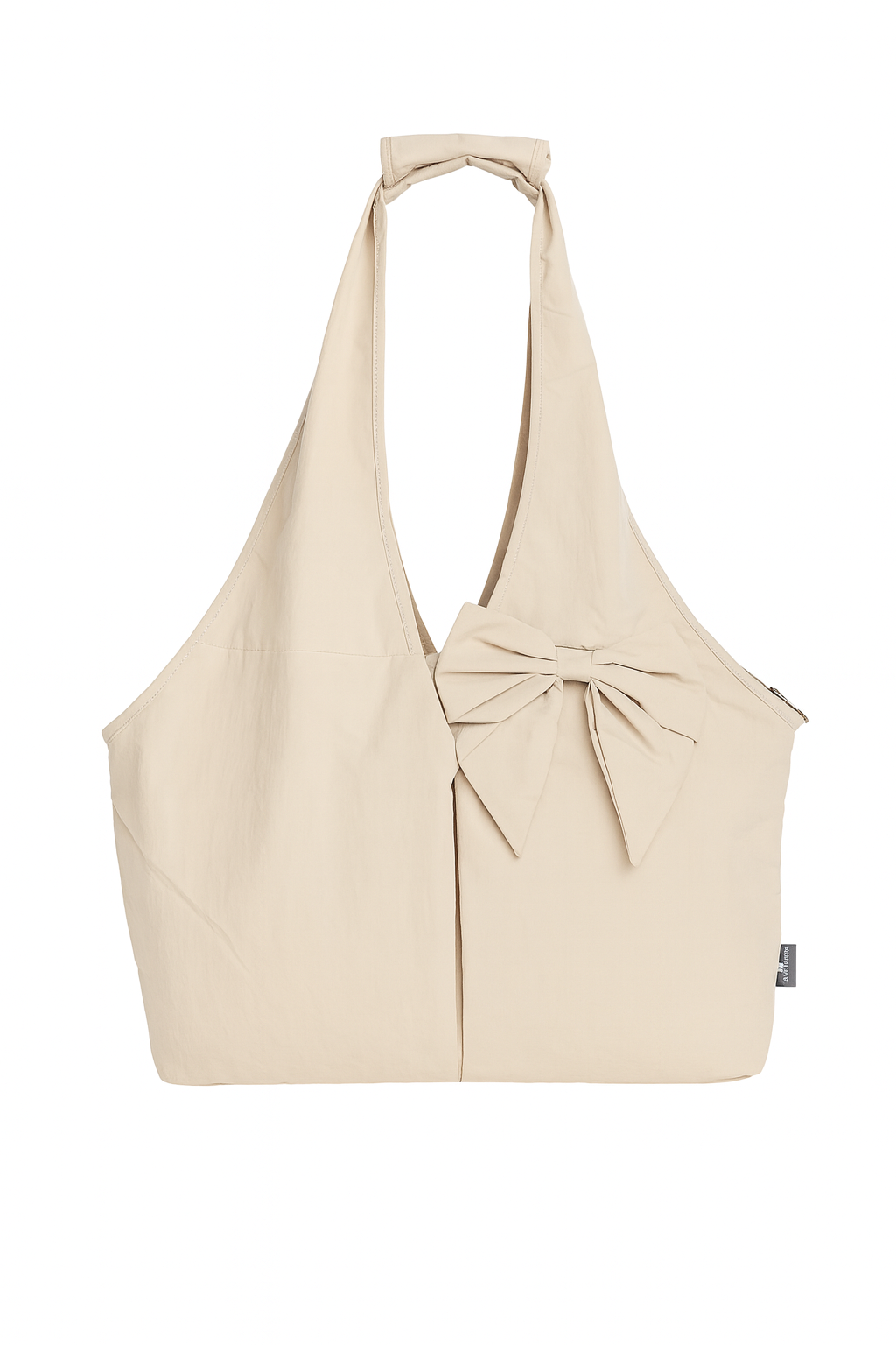 Borsa Trasportino per Cani in Tessuto Beige con Fiocco Elegante