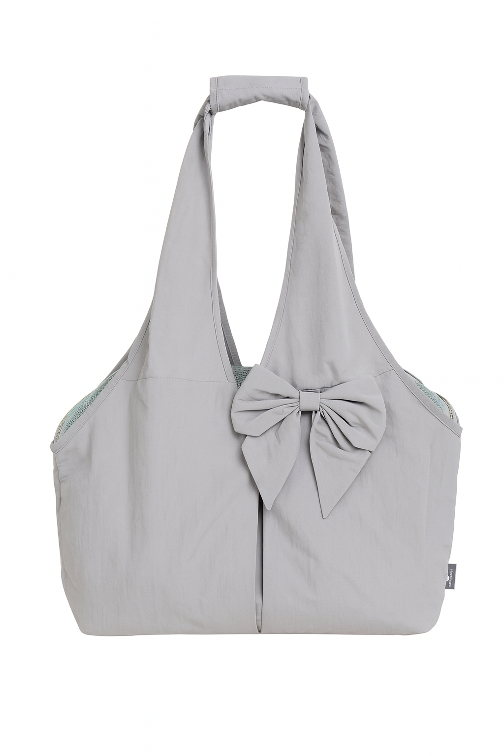 Borsa Trasportino per Cani in Tessuto Grigio con Fiocco Elegante