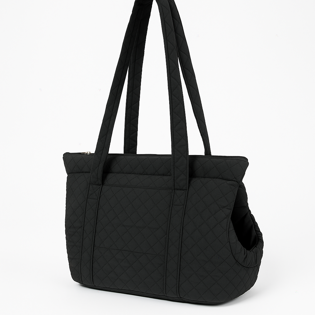 Borsa Trasportino Trapuntata Nera per Cani – Comfort & Stile Urbano