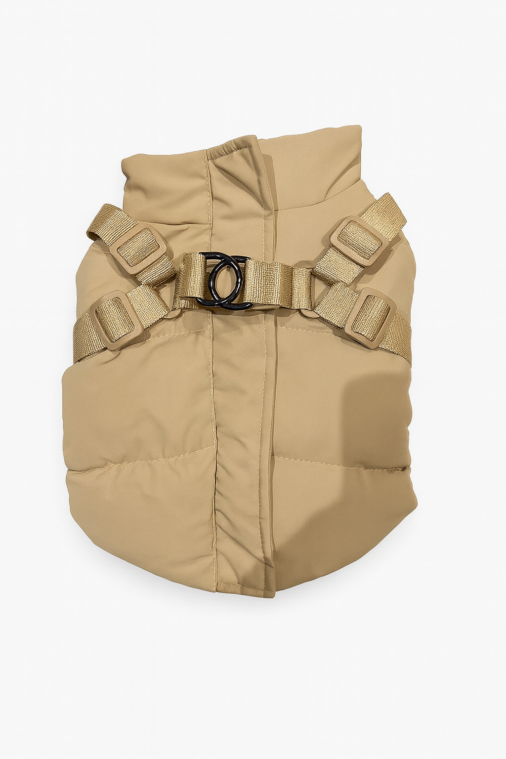 Cappotto Invernale per Cani Beige con Imbracatura Integrata – Imbottito e Impermeabile