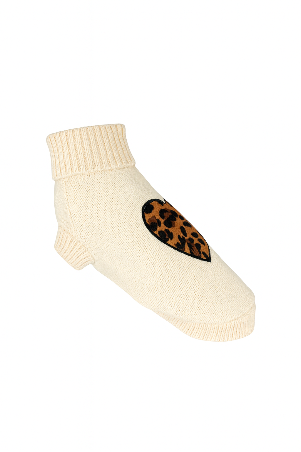 Maglioncino per cani Posh Beige con Cuore Leopardato