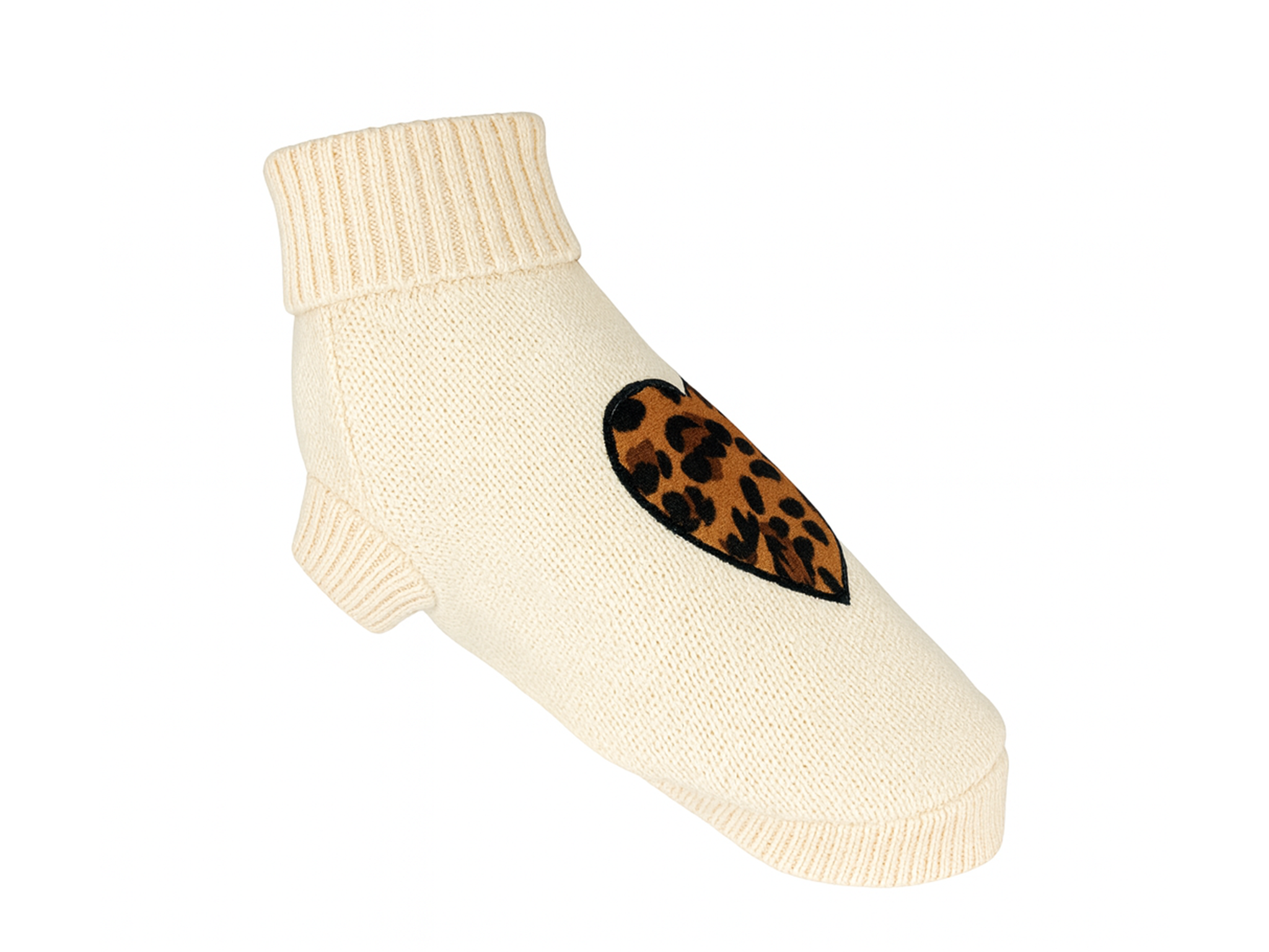 Maglioncino per cani Posh Beige con Cuore Leopardato
