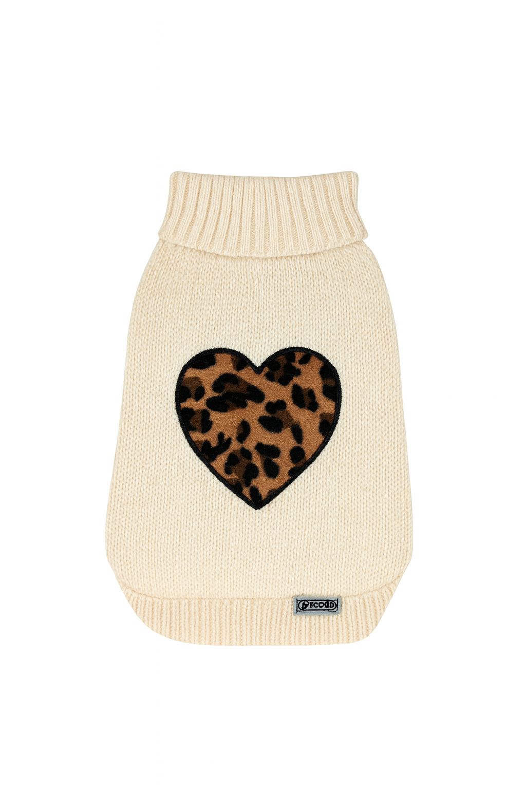 Maglioncino per cani Posh Beige con Cuore Leopardato