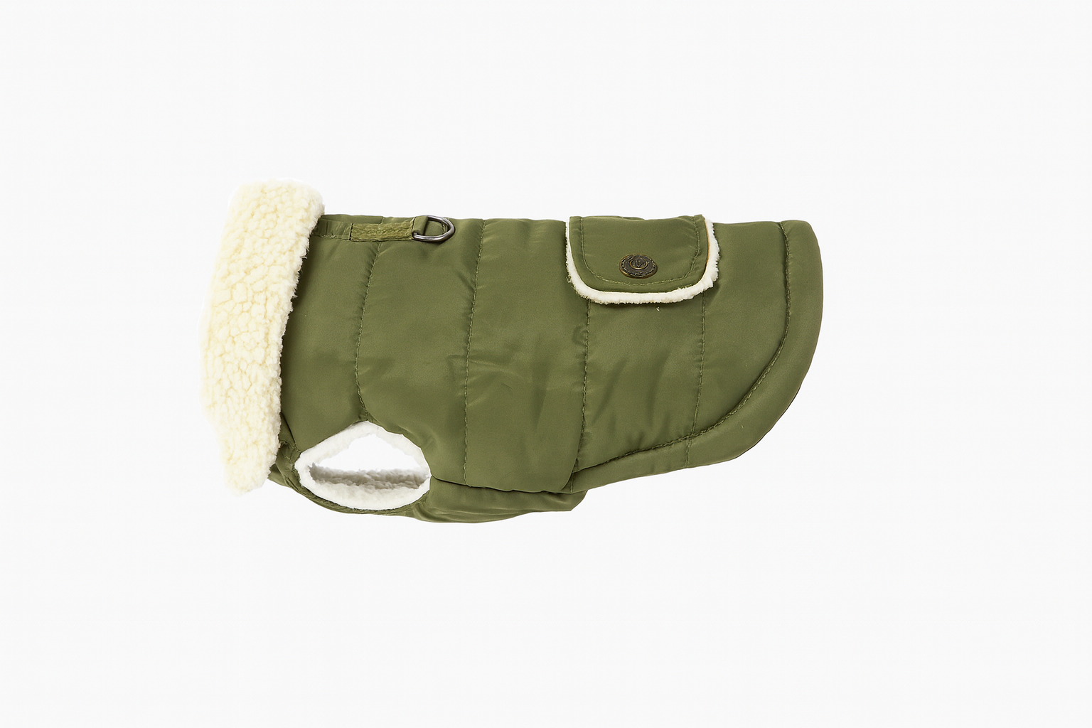 Cappotto per Cani Invernale Verde Oliva con Fodera in Sherpa – Caldo, Impermeabile e Regolabile