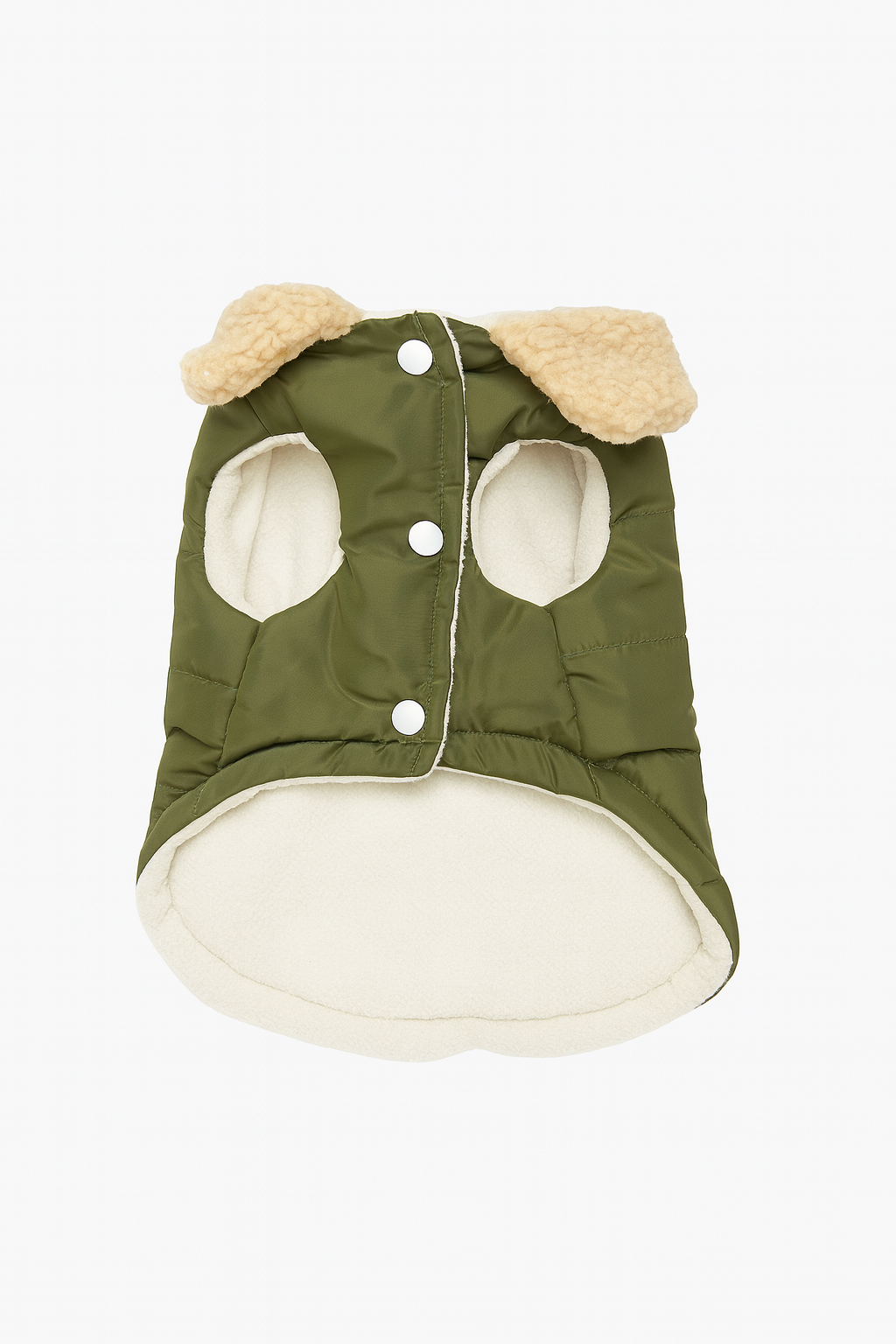 Cappotto per Cani Invernale Verde Oliva con Fodera in Sherpa – Caldo, Impermeabile e Regolabile