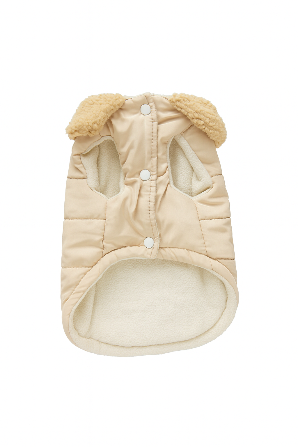 Cappotto per Cani Invernale Beige con Fodera in Sherpa – Caldo, Impermeabile e Regolabile