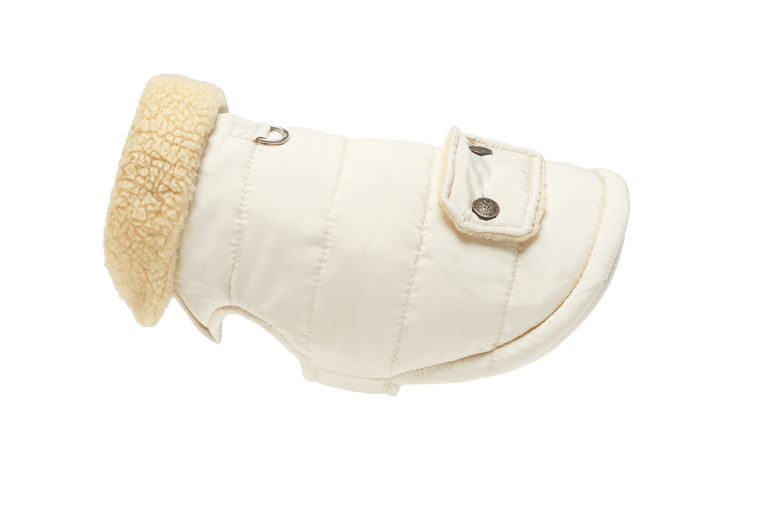 Cappotto per Cani Invernale Beige con Fodera in Sherpa – Caldo, Impermeabile e Regolabile