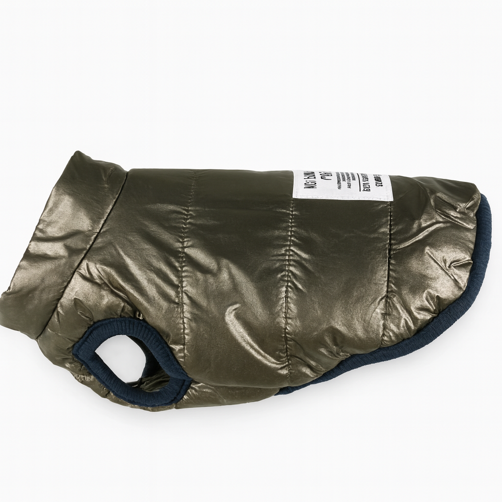 Cappotto Piumino per Cani in Tessuto Metallico – Colore Nero Grafite